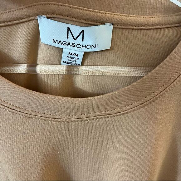 Magaschoni Modal Twist Front Long Sleeve Top - Lightweight Sweatshirt Tan Medium - Picture 4 of 10